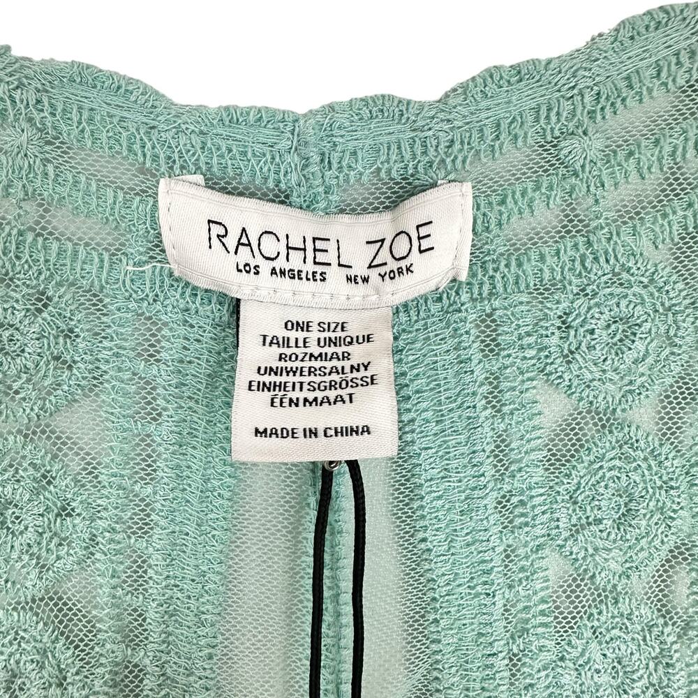 Rachel Zoe Embroidered Sheer Midi Kimono Turquoise One Size NWT Boho Festival - Picture 2 of 9